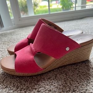 UGG Eirene Pink Suede Wedge Sandal Size 10